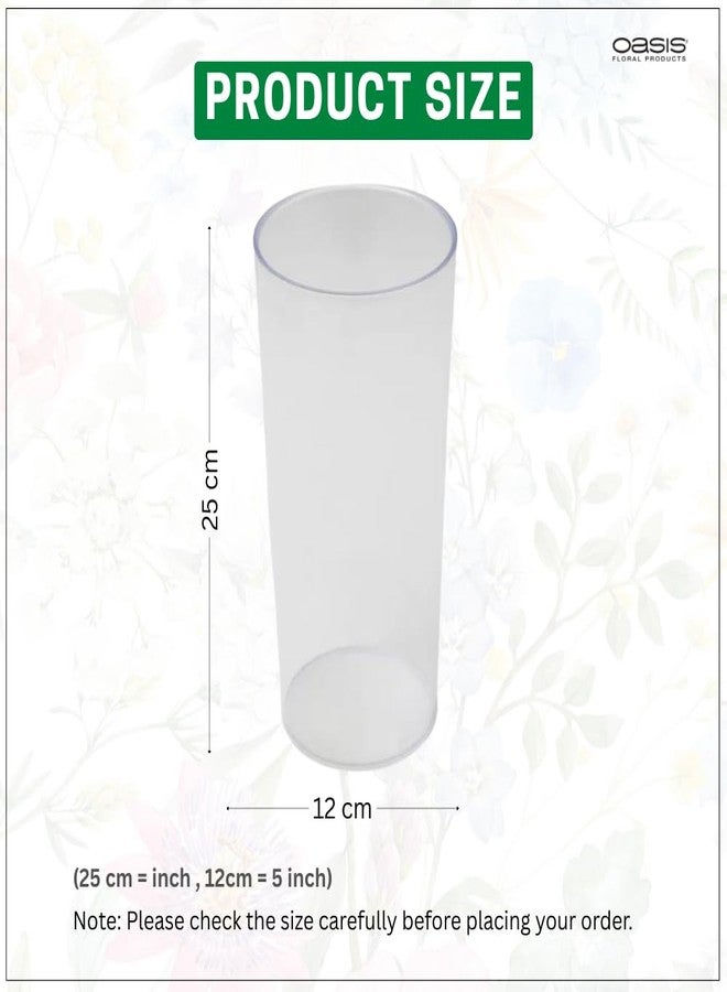 Oasis Pack of 2 Acrylic Unbreakable Classic Flower Vases for Table Centerpiece, Home Decor, Floral Arrangement, Office, Events, Gifting & More - Cylinder Clear - Image 3